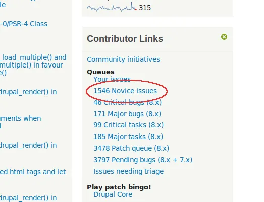 Finding Novice issues on your Drupal.org Dashboard.