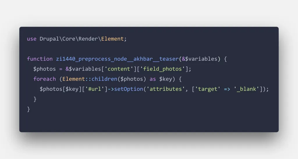 Usage of template_preprocess_node