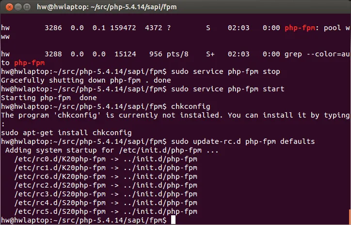 Output from update-rc.d